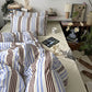 Retro Blue Brown Striped Cotton Bedding Set - image 1