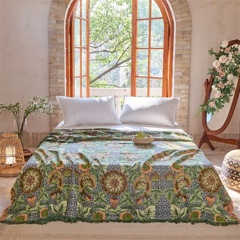 Reversible Floral 4-Layer Cotton Gauze Blanket Quilt - image 2