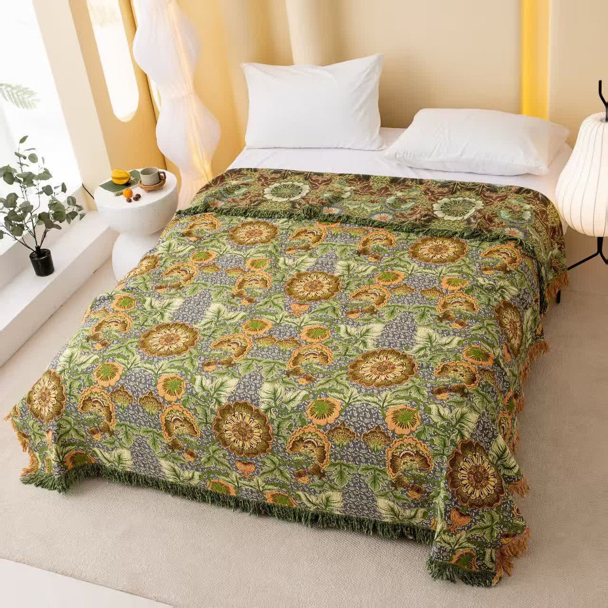 Reversible Floral 4-Layer Cotton Gauze Blanket Quilt - Queen - image 0
