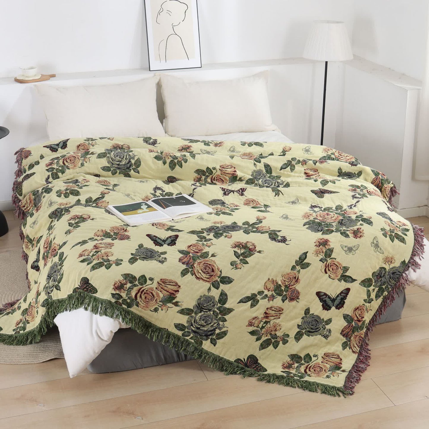 Romantic Rose Cotton Gauze Bedspread Quilt - image 1