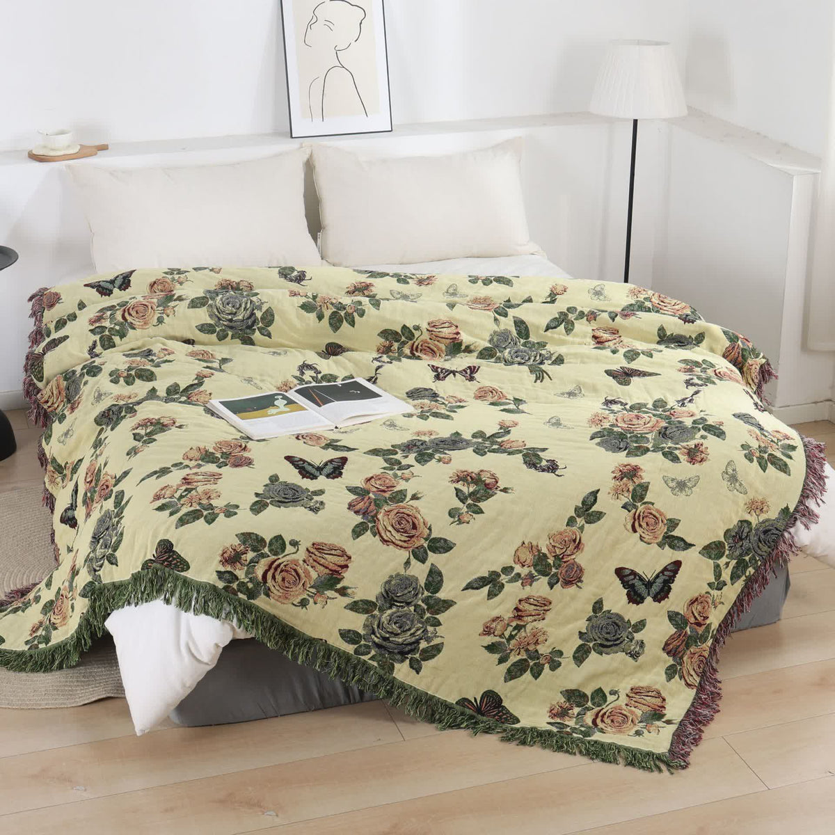 Romantic Rose Cotton Gauze Bedspread Quilt - image 1