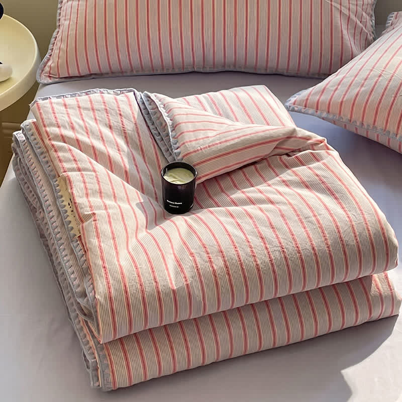 Modern Soft Striped Knit Cotton Bedding Set - image 3