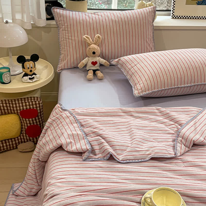 Modern Soft Striped Knit Cotton Bedding Set - image 2