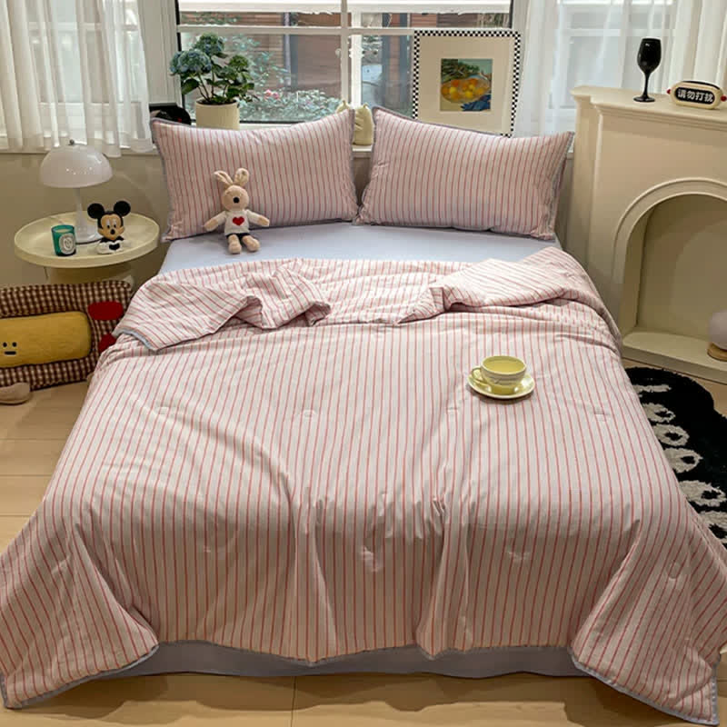 Modern Soft Striped Knit Cotton Bedding Set - image 1