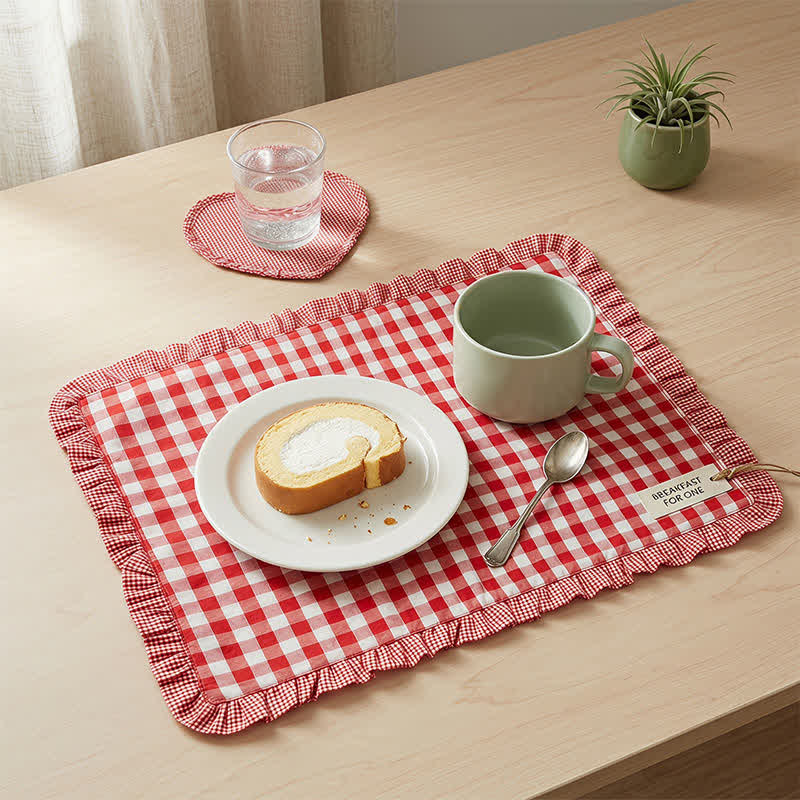 Soft Minimalist Striped Cotton Placemat - Red - 18″ × 13″ - image 0