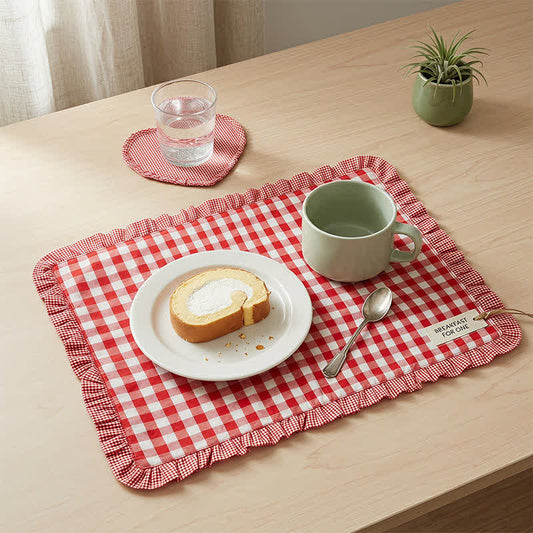 Soft Minimalist Striped Cotton Placemat - Red - 18″ × 13″ - image 0