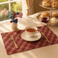 Red Woven Plaid Fabric Table Placemat - image 1