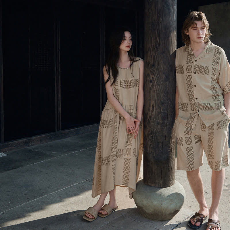 His & Hers Geometric Grid Loungewear Set - image 2