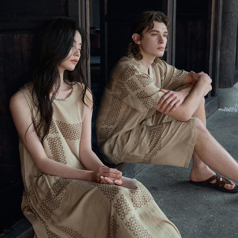 His & Hers Geometric Grid Loungewear Set - image 4