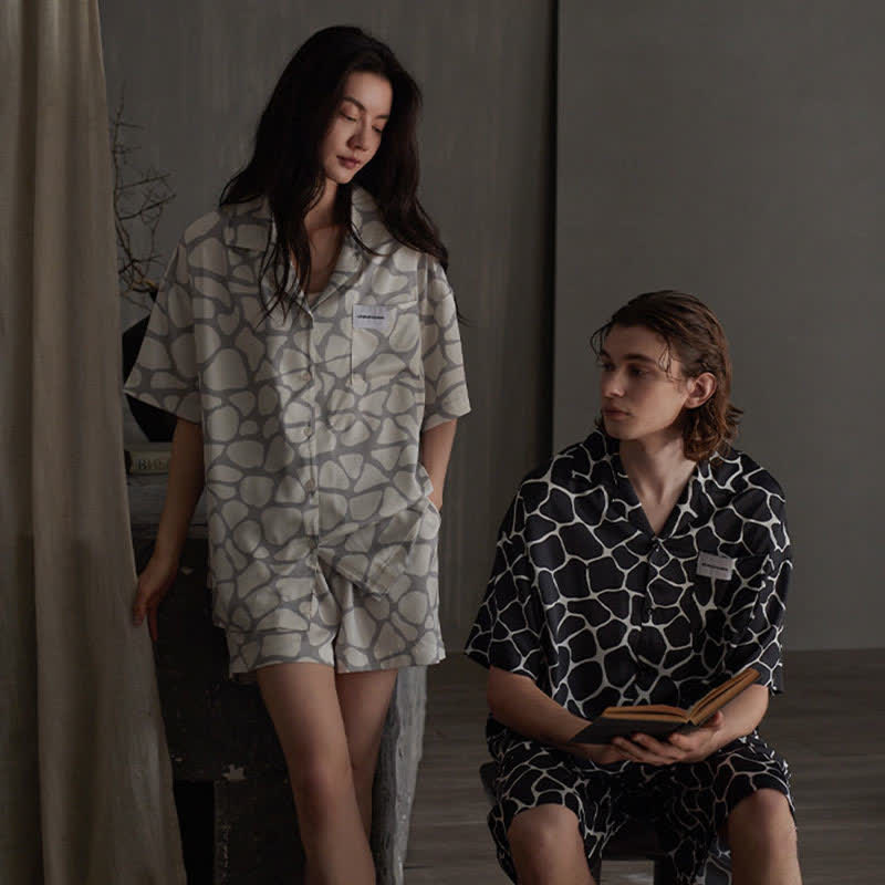 Matching Couple Irregular Stone Print Pajamas - image 0
