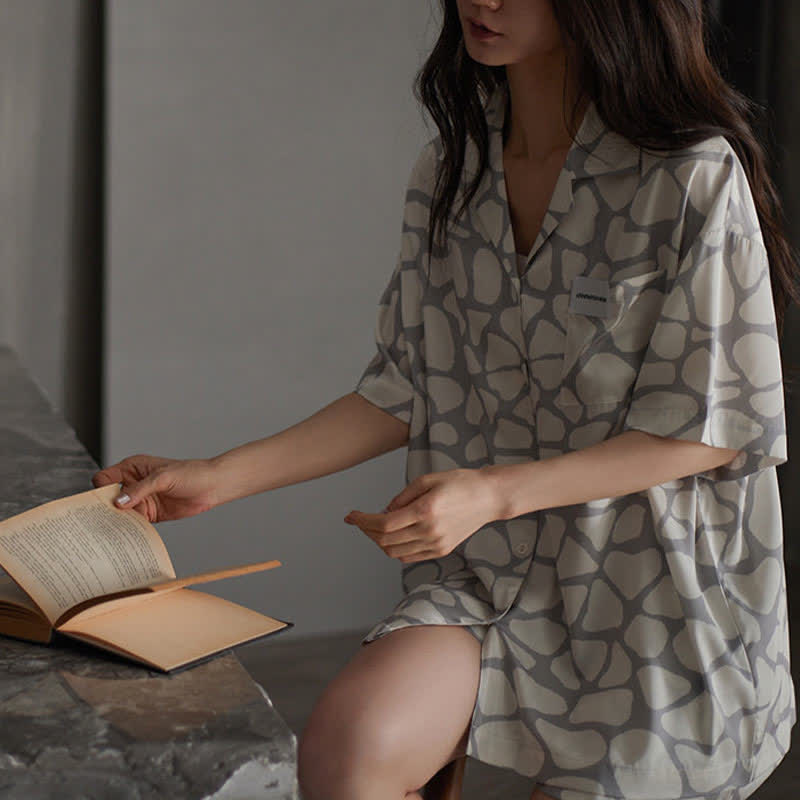 Matching Couple Irregular Stone Print Pajamas - image 8