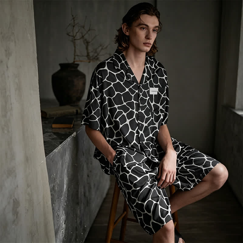 Matching Couple Irregular Stone Print Pajamas - Men - 2XL - image 9