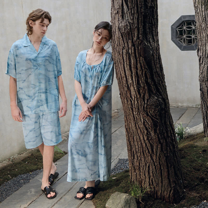 Blue Watercolor His & Hers Loungewear Set - image 4
