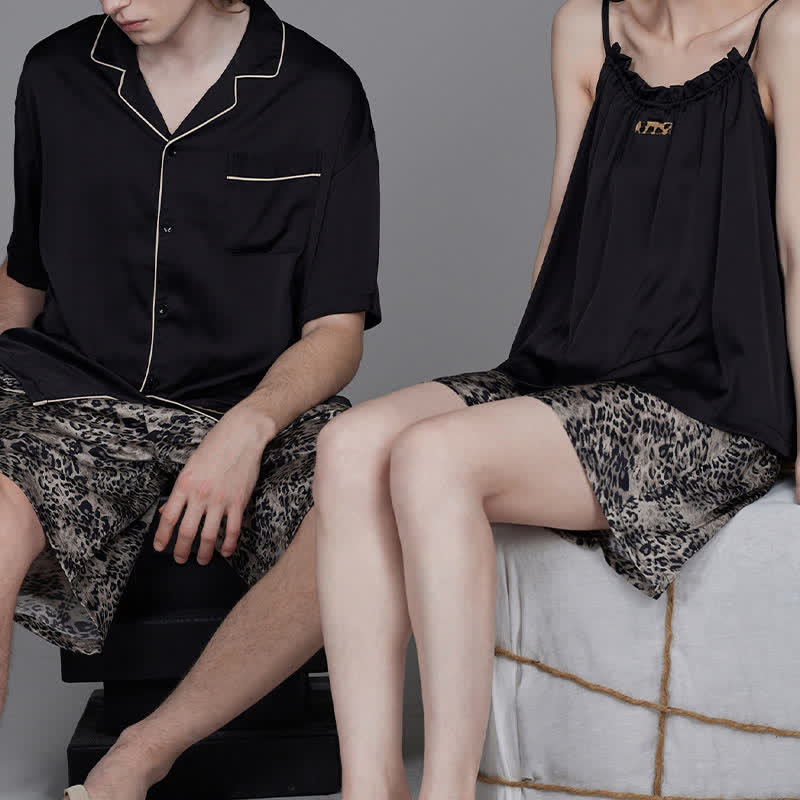 Contrast Leopard Print Matching Couple Pajamas - image 3