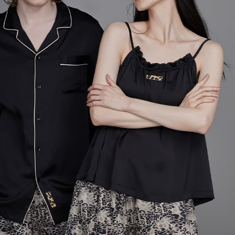 Contrast Leopard Print Matching Couple Pajamas - image 4