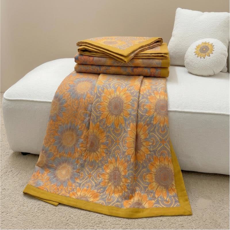 Boho Sunflower 3-Layer Muslin Cotton Quilt - image 1