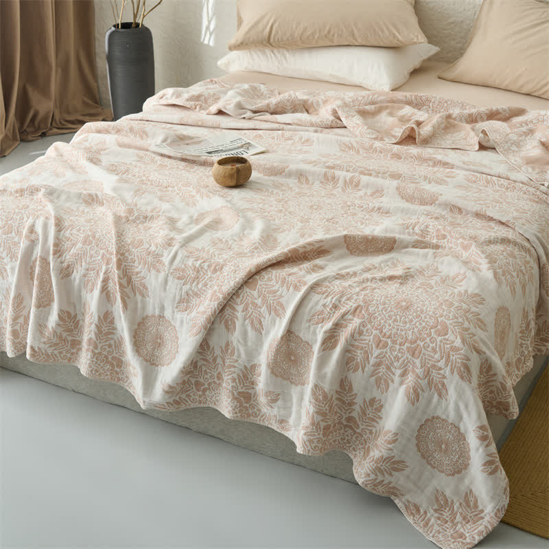 Vintage Floral Cotton Muslin Blanket Quilt - image 3