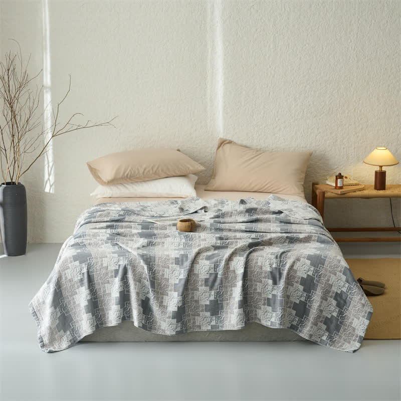 Geometric Cotton Muslin Reversible Blanket Quilt - image 4