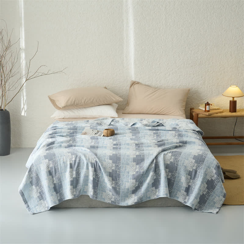 Geometric Cotton Muslin Reversible Blanket Quilt - image 2