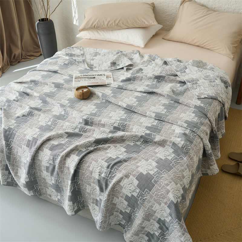 Geometric Cotton Muslin Reversible Blanket Quilt - image 5