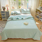 Mint Striped Trim Crinkled Knitted Cotton Quilt - image 2