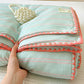 Mint Striped Trim Crinkled Knitted Cotton Quilt - image 3