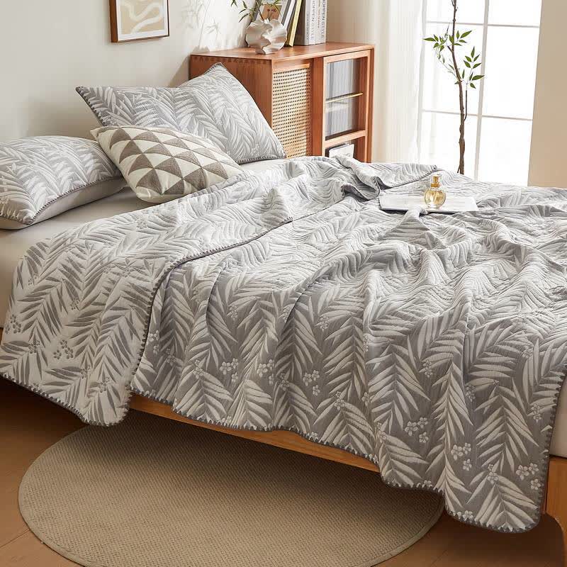 Botanical Palm Leaf Cotton Muslin Blanket Quilt - image 9