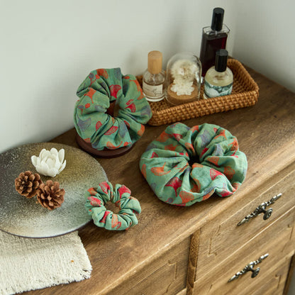 Ginkgo Hair Scrunchies 3 Pack - Green - 3 Pack Scrunchies - S+M+L - image 0