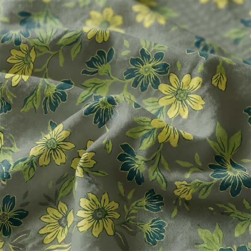 Vintage Green Floral Cotton Bedspread - image 5