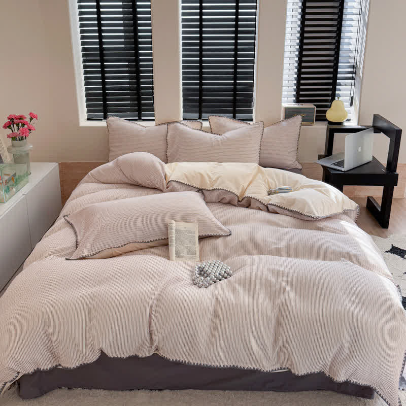 Stripe Scalloped Edge Washed Cotton Bedding Set - image 5