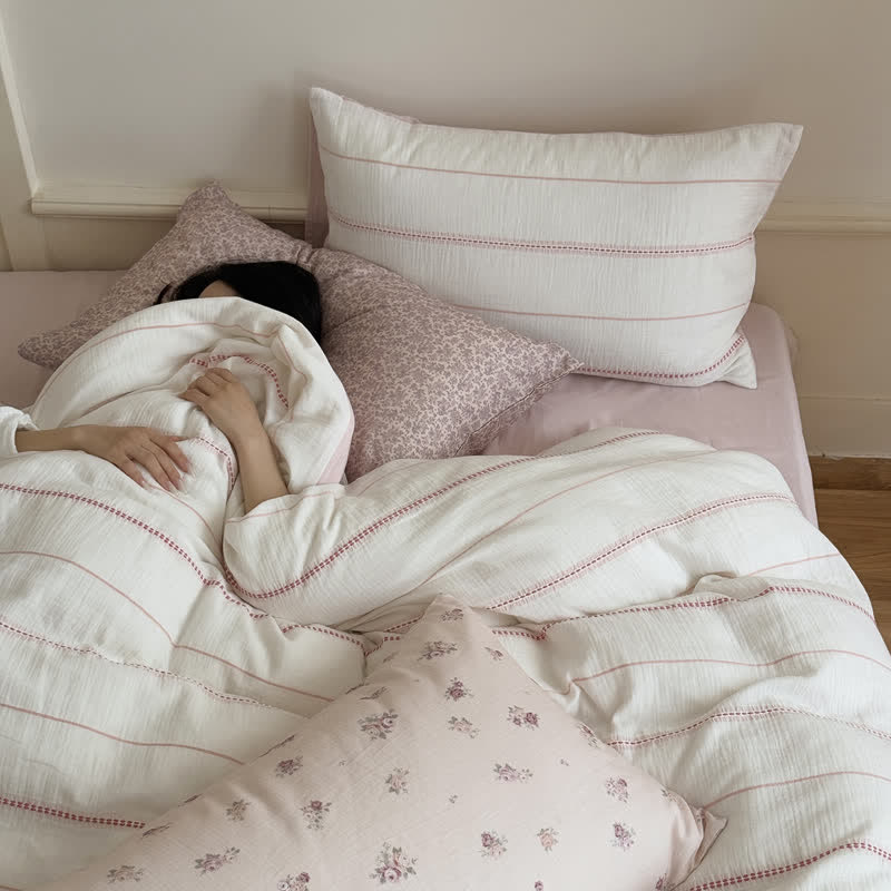 Pink Blossom Washed Cotton Four Piece Bedding Set - image 4