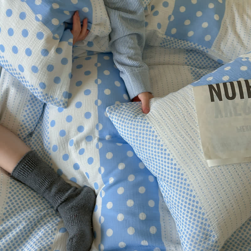 Patchwork Polka Dot Double Gauze Bedding Set - image 4
