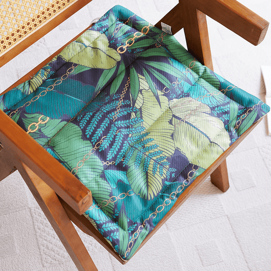 Tropical Chain Leaf Memory Foam Seat Cushion - Teal - 19.7" x 19.7" - image 0