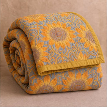 Ownkoti Boho Sunflower 3-Layer Muslin Cotton Quilt - Quilt - King - image 0