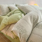 Washed Cotton Jacquard Botanical Bedding Set - Blue - King - Flat Sheet - image 4