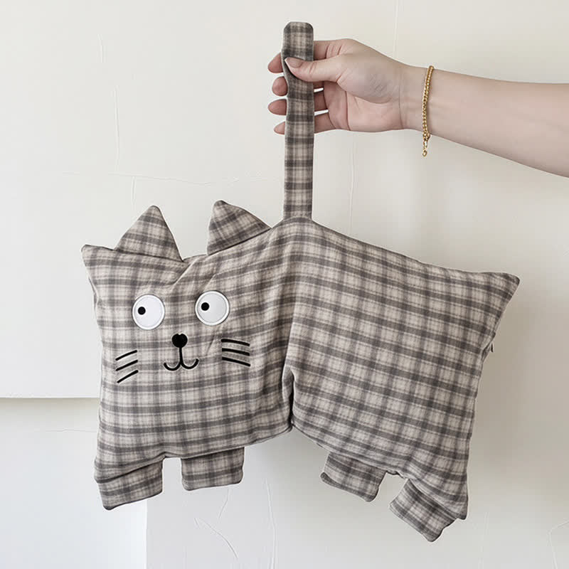 Plaid Cat Face Buckwheat Filled Pillow - image 7