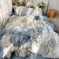 Mist Blue Floral Patchwork Cotton Gauze Ruffle Bedding Set - image 1