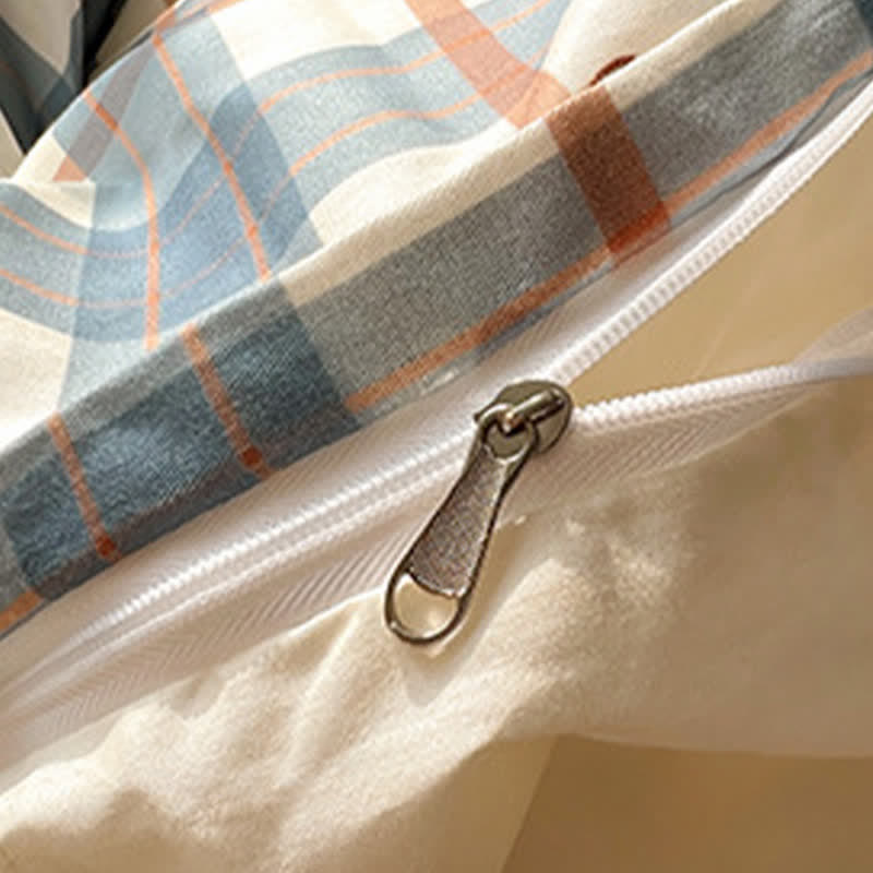 Soft Washed Cotton Bow Plaid Bedding Set - image 3