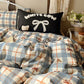 Soft Washed Cotton Bow Plaid Bedding Set - image 1
