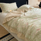 Floral Cotton Linen Quilt with Button Trim - image 0
