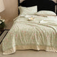 Floral Cotton Linen Quilt with Button Trim - image 2