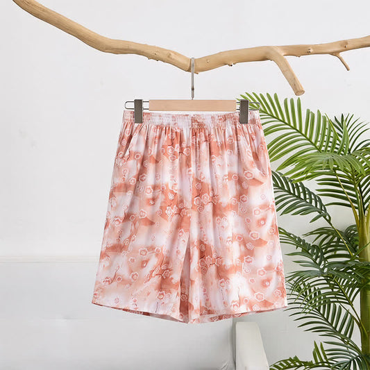 Summer Floral Cotton Relaxed Loungewear Shorts - Pink - 6XL - image 0
