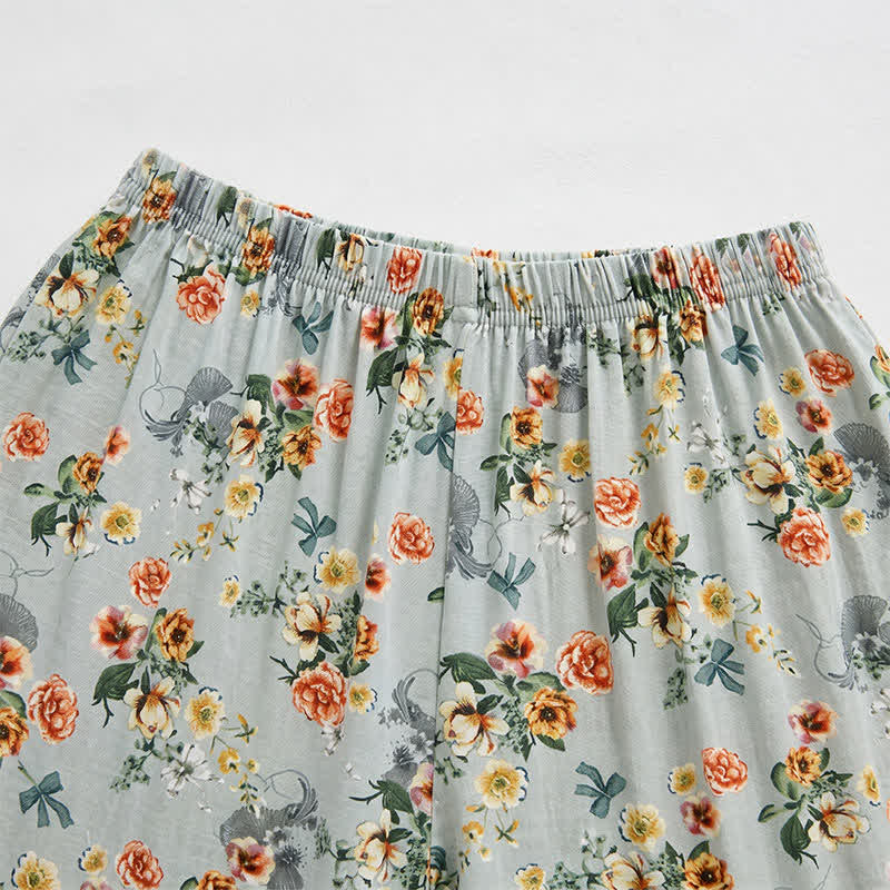 Vintage Floral Ruffle Hem Summer Lounge Shorts - image 1