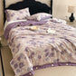 Romantic Purple Floral Cotton Linen Blanket Quilt - image 4