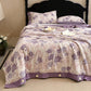 Romantic Purple Floral Cotton Linen Blanket Quilt - image 1