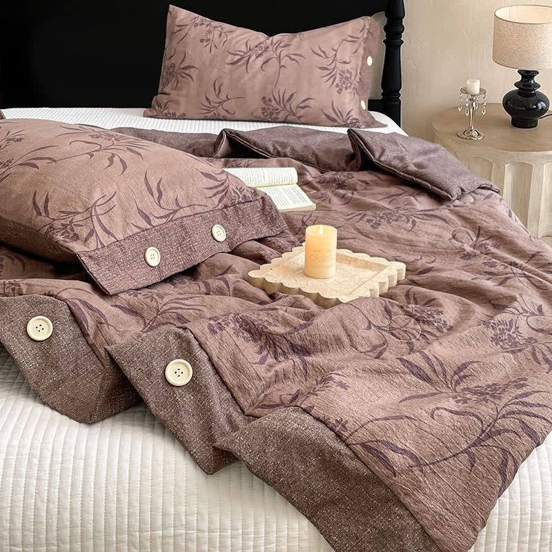 Vintage Botanical Cotton Linen Blanket Quilt - image 3