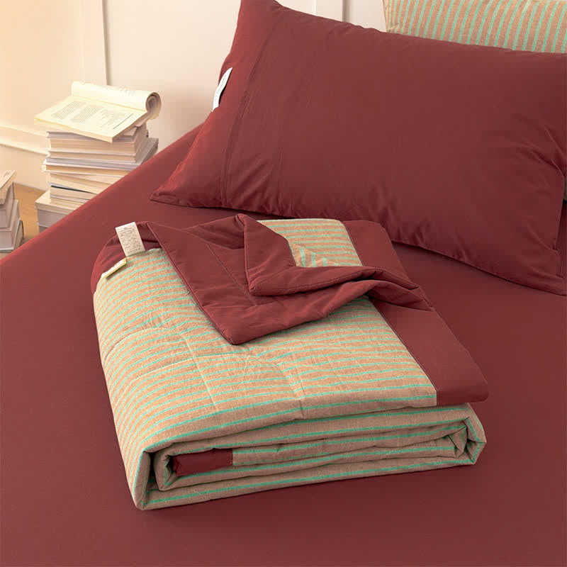 Cozy Farmhouse Cotton Two-Tone Striped Bedding Set - image 3