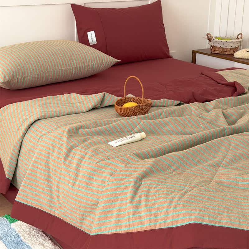 Cozy Farmhouse Cotton Two-Tone Striped Bedding Set - image 2