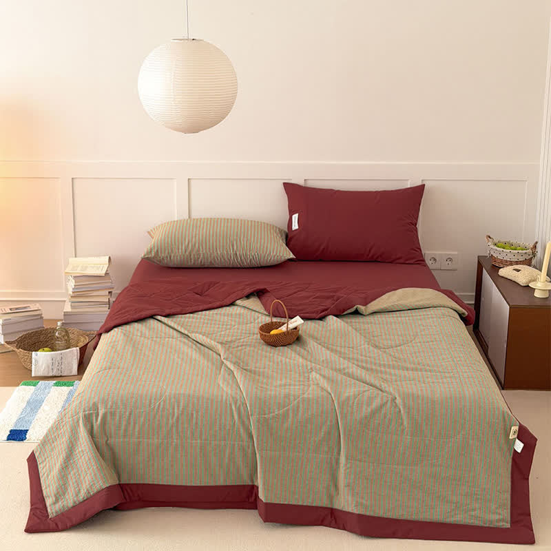 Cozy Farmhouse Cotton Two-Tone Striped Bedding Set - image 1