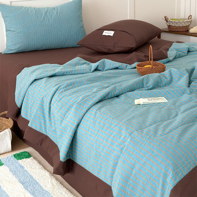 Cozy Farmhouse Cotton Two-Tone Striped Bedding Set - image 9